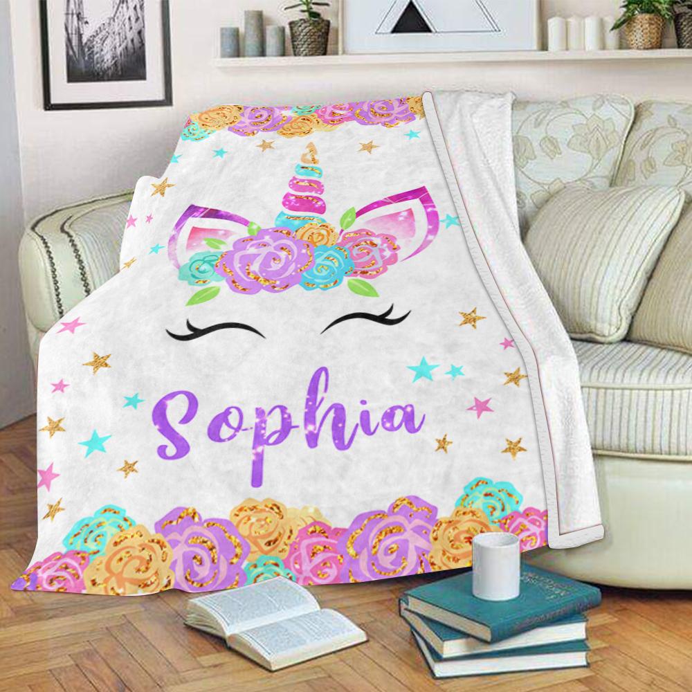 Personalized Magical Unicorn Fleece Blanket 10