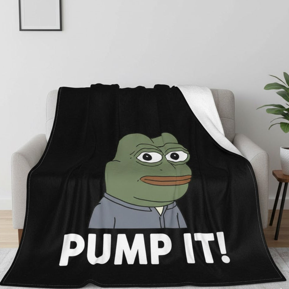 Pepe Meme Fleece Throw Blanket: Cozy Crypto Gift, Winter Home Decor
