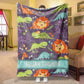 Custom Name Navy Dinosaur Jungle Cartoon Fleece Blanket