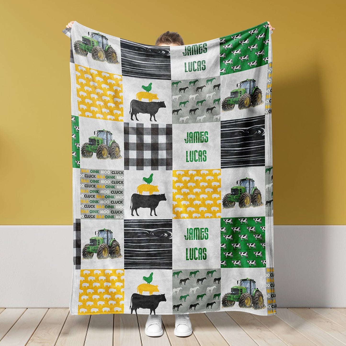 Personalized Name Fleece Construction Tractor Crane Blanket Toddler Baby Boy Girls | 112303