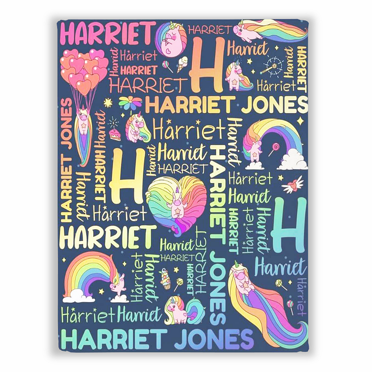 Custom Magical Unicorn Blanket With Name Art
