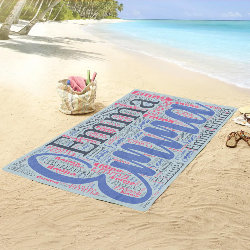 Personalized Microfiber Bath Beach Towel Name Word-art