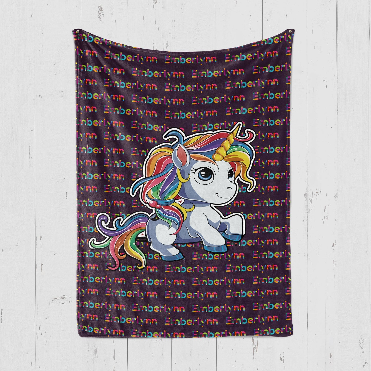 Custom Unicorn Colorful Name Blankets