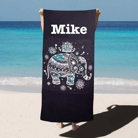 Elephant Personalized Kids Beach Towel