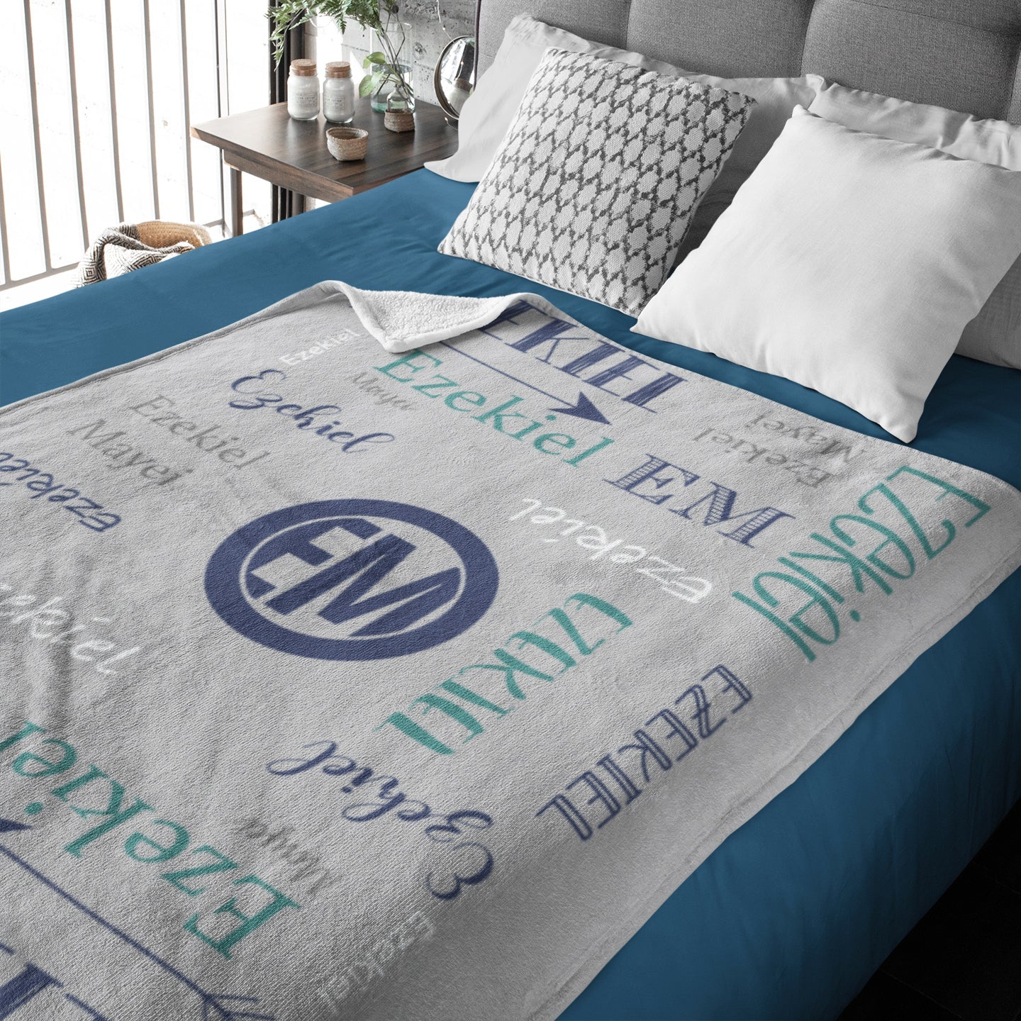 Personalized Name Word Art With Monogram Baby Boy Fleece Blanket