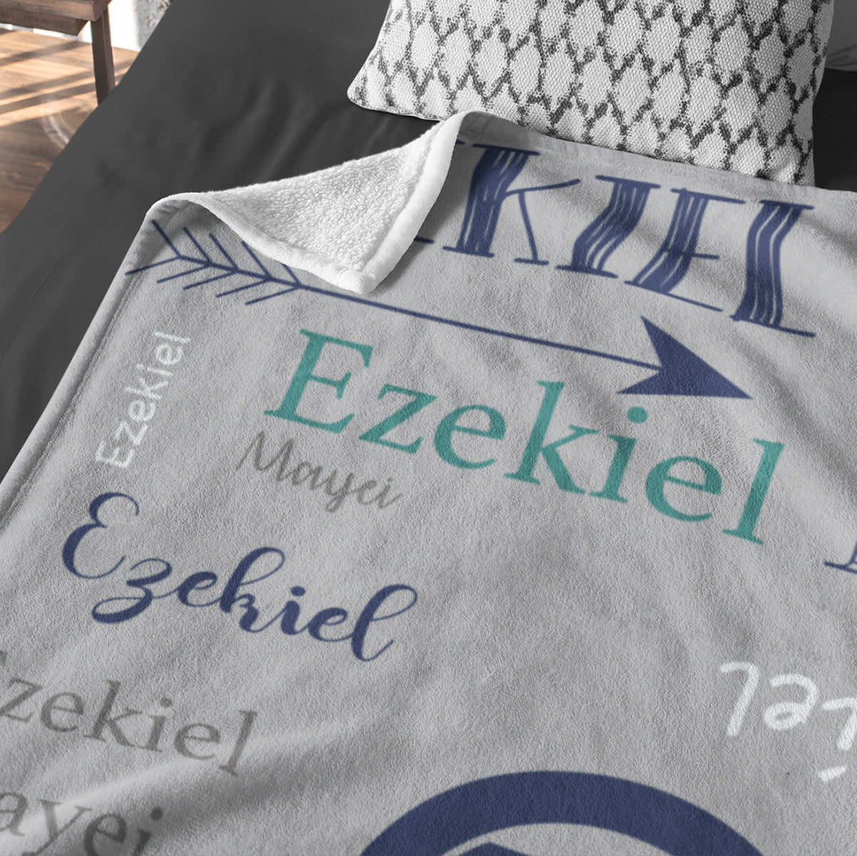 Personalized Name Word Art With Monogram Baby Boy Fleece Blanket