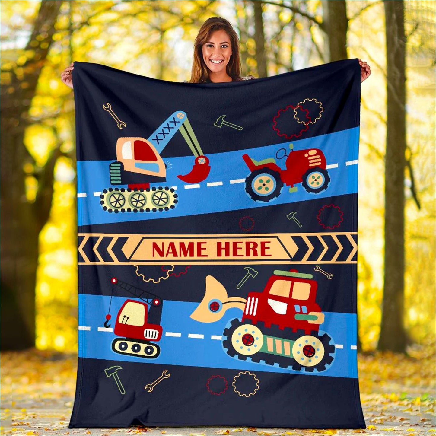 Custom Name Fleece Cartoon Car Blanket III12