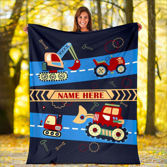 Custom Name Fleece Cartoon Car Blanket III12