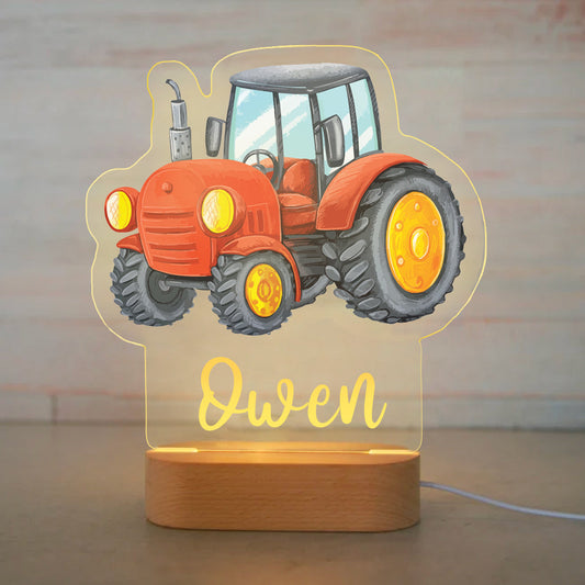Personalized Tools Car Wood-base Night Light Tractor Red