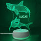 Personalized 3D Shark Night Lights with Name 7/16 Colors Changing Led Lamp
