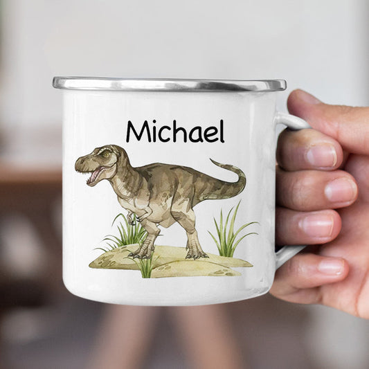 Personalized Multi Colors Rim Enamel Dinosaur Kids Mug | 22112810