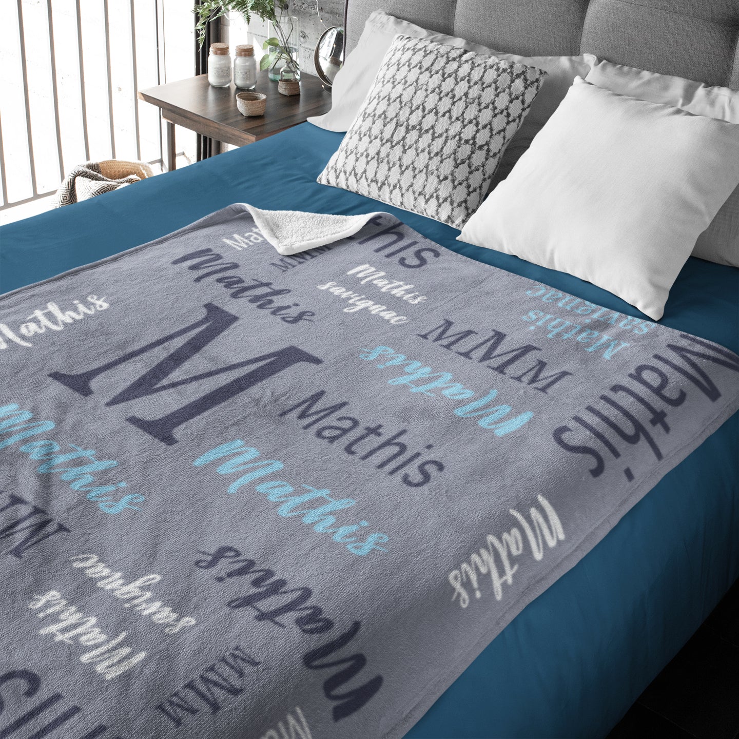 Personalized Name Word Art With Initial Baby Boy Fleece Blanket