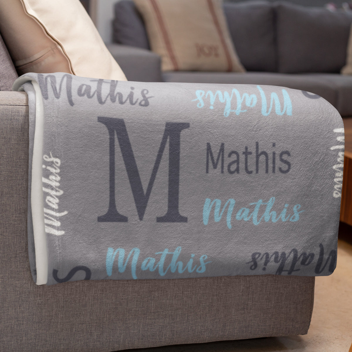 Personalized Name Word Art With Initial Baby Boy Fleece Blanket