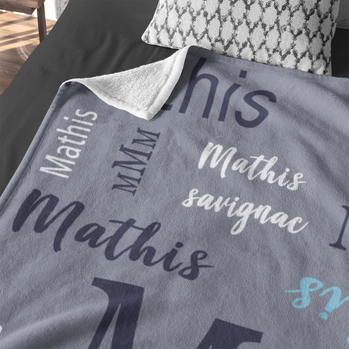 Personalized Name Word Art With Initial Baby Boy Fleece Blanket