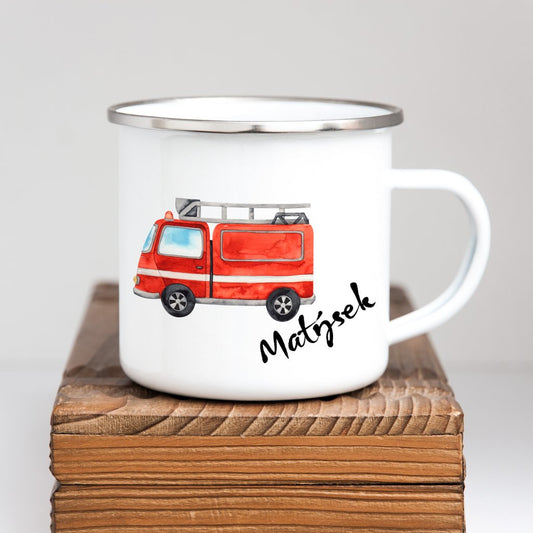 Personalized Enamel Mug Firefighters Multi Colors Rim