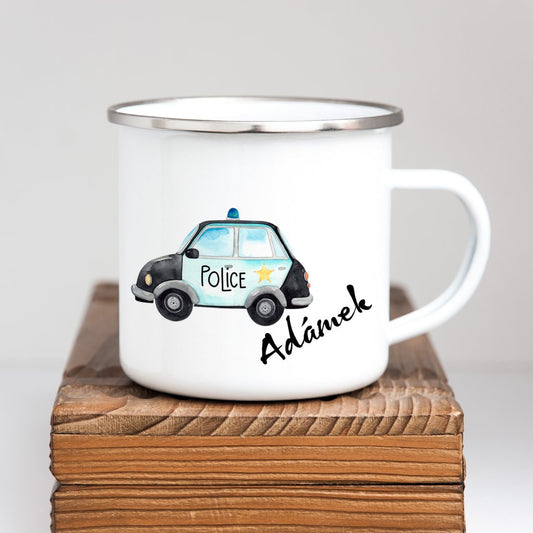 Personalized Enamel Mug Police Car Multi Colors Rim