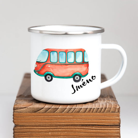 Personalized Enamel Mug Bus Multi Colors Rim