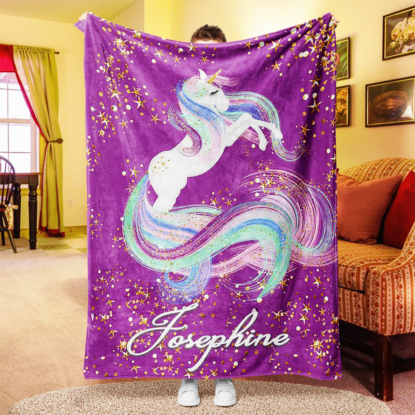 Personalized Magical Unicorn Fleece Blanket 14