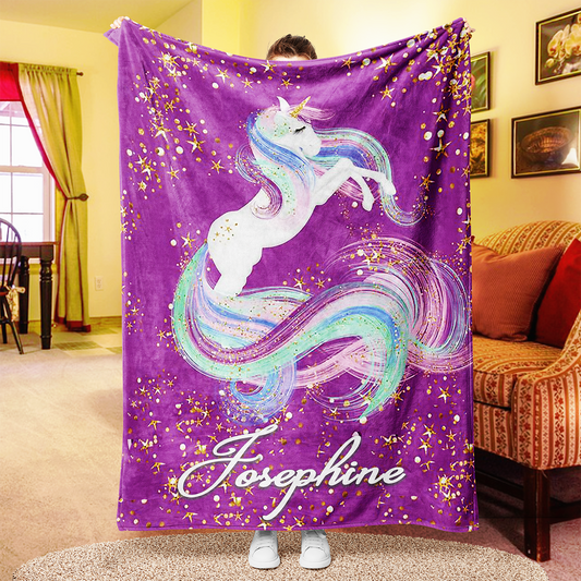 Personalized Magical Unicorn Fleece Blanket 14