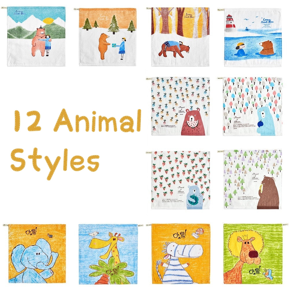 Personalized Cute Illustration Cotton Towel Embroidery With Kid's Name