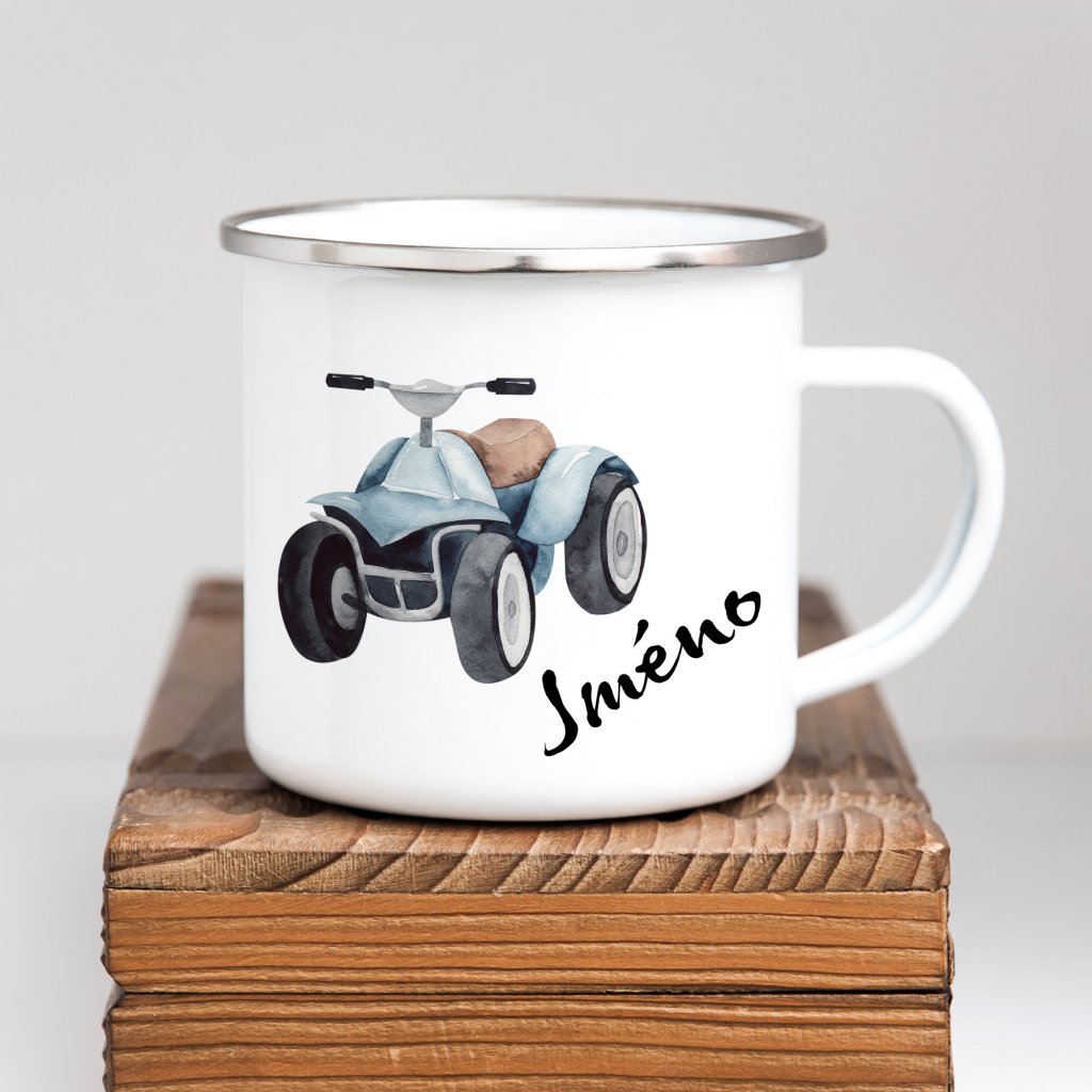 Personalized Enamel Mug Quadricycle Multi Colors Rim