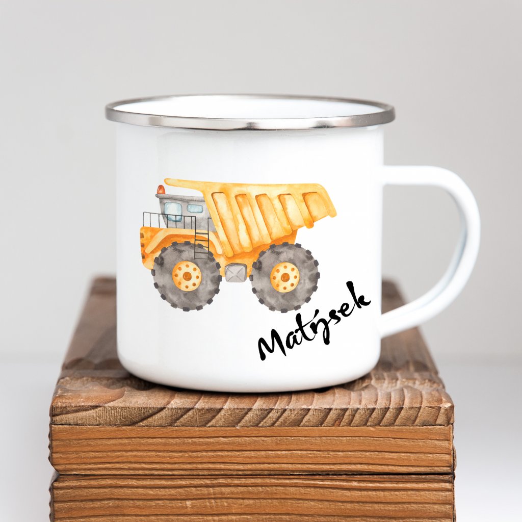 Personalized Enamel Mug Truck Multi Colors Rim