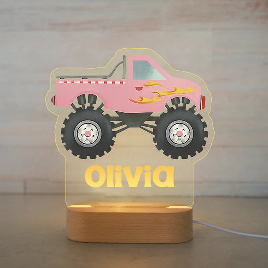 Personalized Cartoon Wood-base Night Light with LED Lighting for Children -I40 Truck