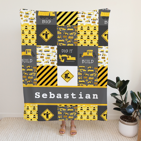 Personalized Minky Swaddle Blanket Name Construction Puzzle