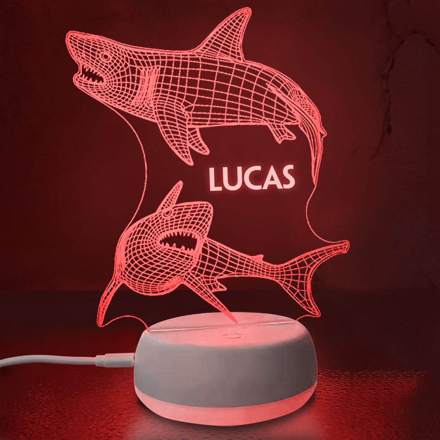 Personalized 3D Shark Night Lights with Name 7/16 Colors Changing Led Lamp