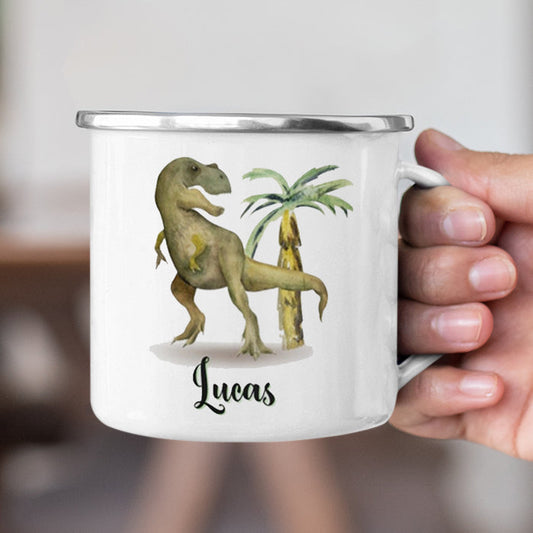 Personalized Multi Colors Rim Enamel Dinosaur Kids Mug | 22112812