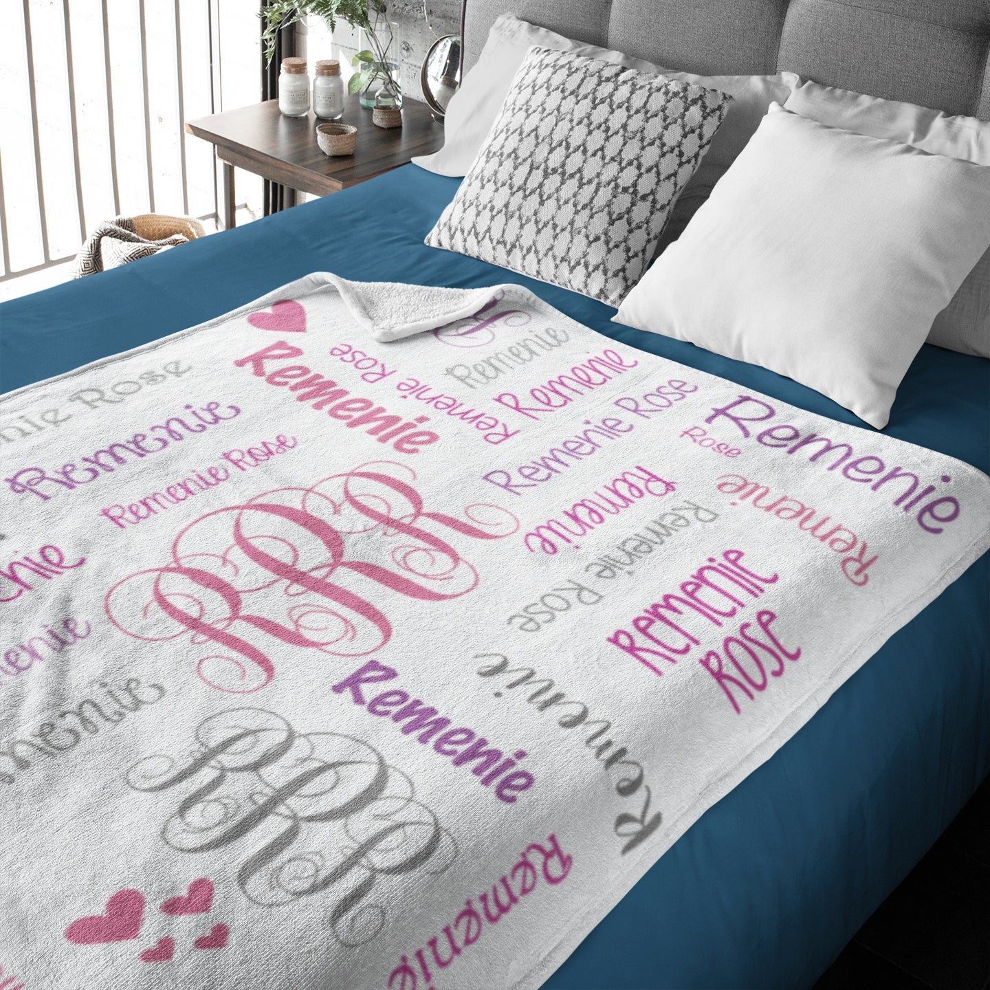 Personalized Name Word Art With Monogram Baby Girl Fleece Blanket