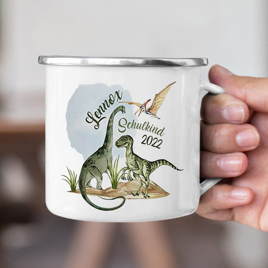Personalized Multi Colors Rim Enamel Dinosaur Kids Mug | 22112813