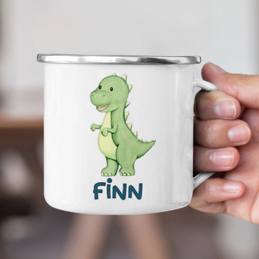 Personalized Multi Colors Rim Enamel Dinosaur Kids Mug | 22112815