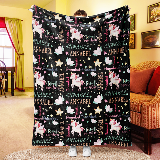 Custom Magical Unicorn Blanket With Name Heart