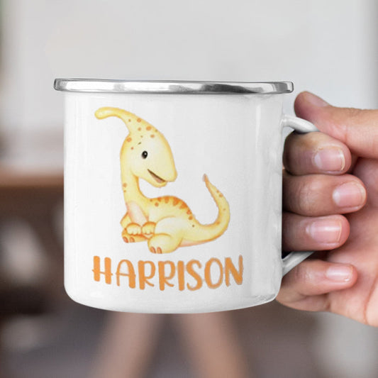 Personalized Multi Colors Rim Enamel Dinosaur Kids Mug | 22112816