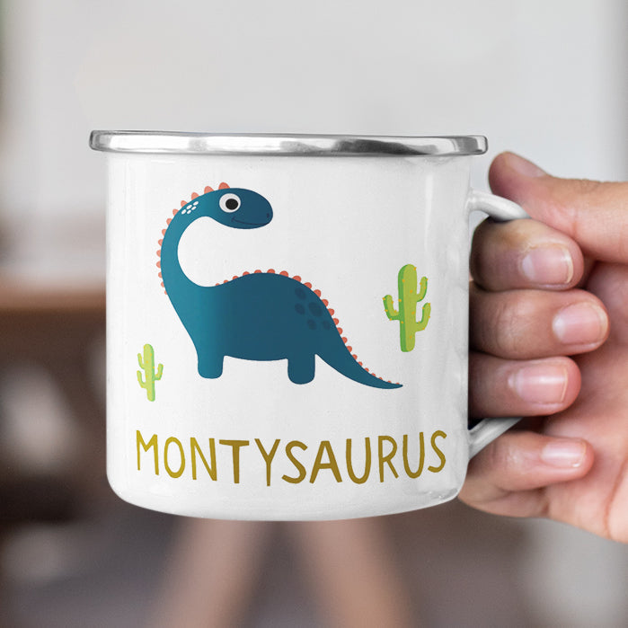 Personalized Multi Colors Rim Enamel Dinosaur Kids Mug | 22112817