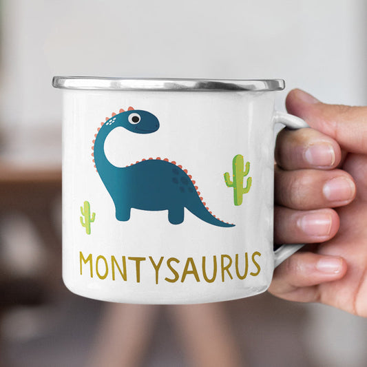 Personalized Multi Colors Rim Enamel Dinosaur Kids Mug | 22112817