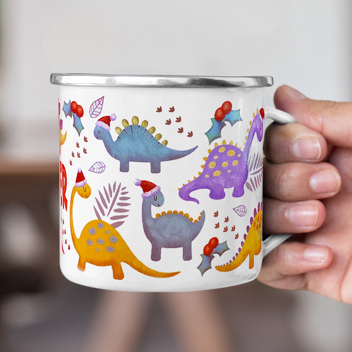 Personalized Multi Colors Rim Enamel Dinosaur Kids Mug | 22112818
