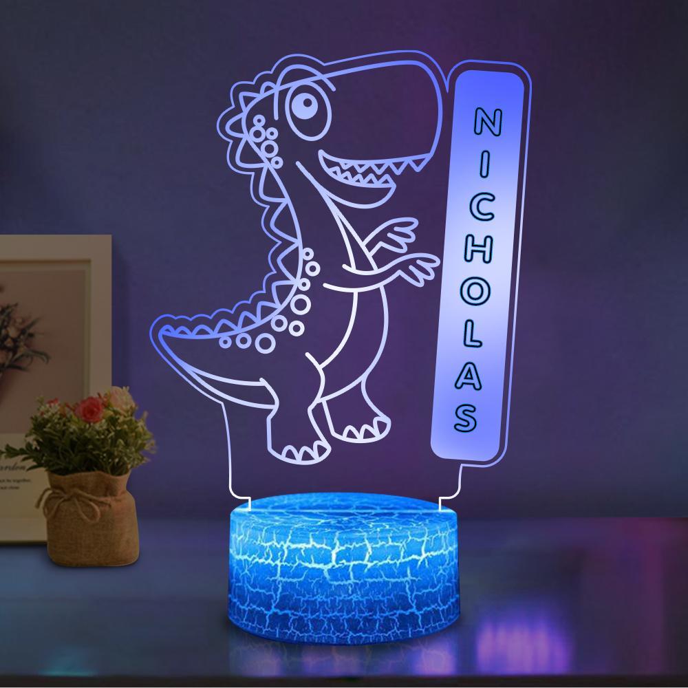Personalised Dinosaur Colour Change Light LED Bedroom Night Light Boys Girls Mood Lighting 10