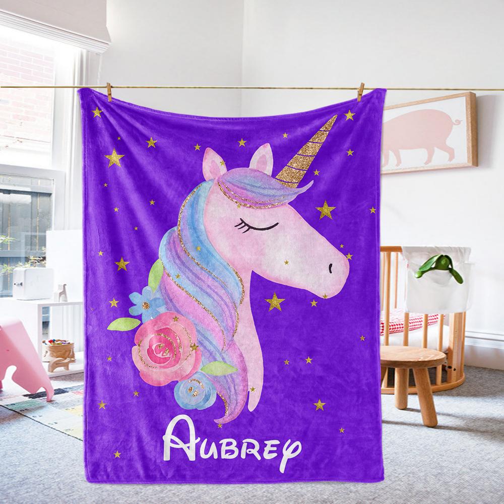Personalized Magical Unicorn Fleece Blanket 12