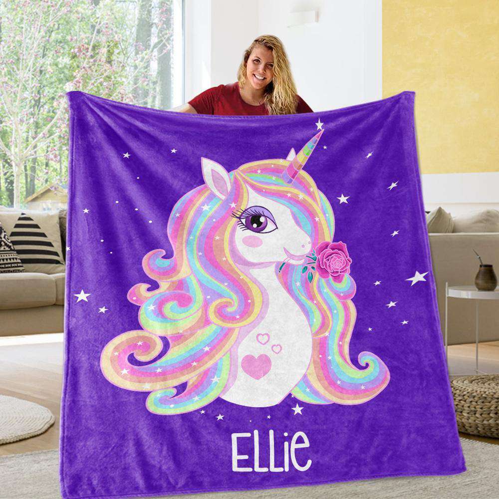 Personalized Magical Unicorn Fleece Blanket 01