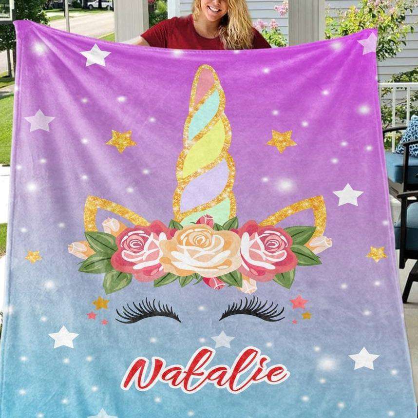 Personalized Magical Unicorn Fleece Blanket 05