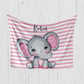 Personalized Elephant Name Fleece Blanket Blue