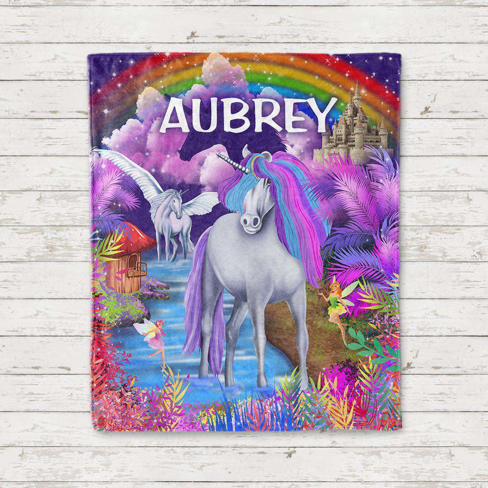 Personalized Magical Unicorn Fleece Blanket 06