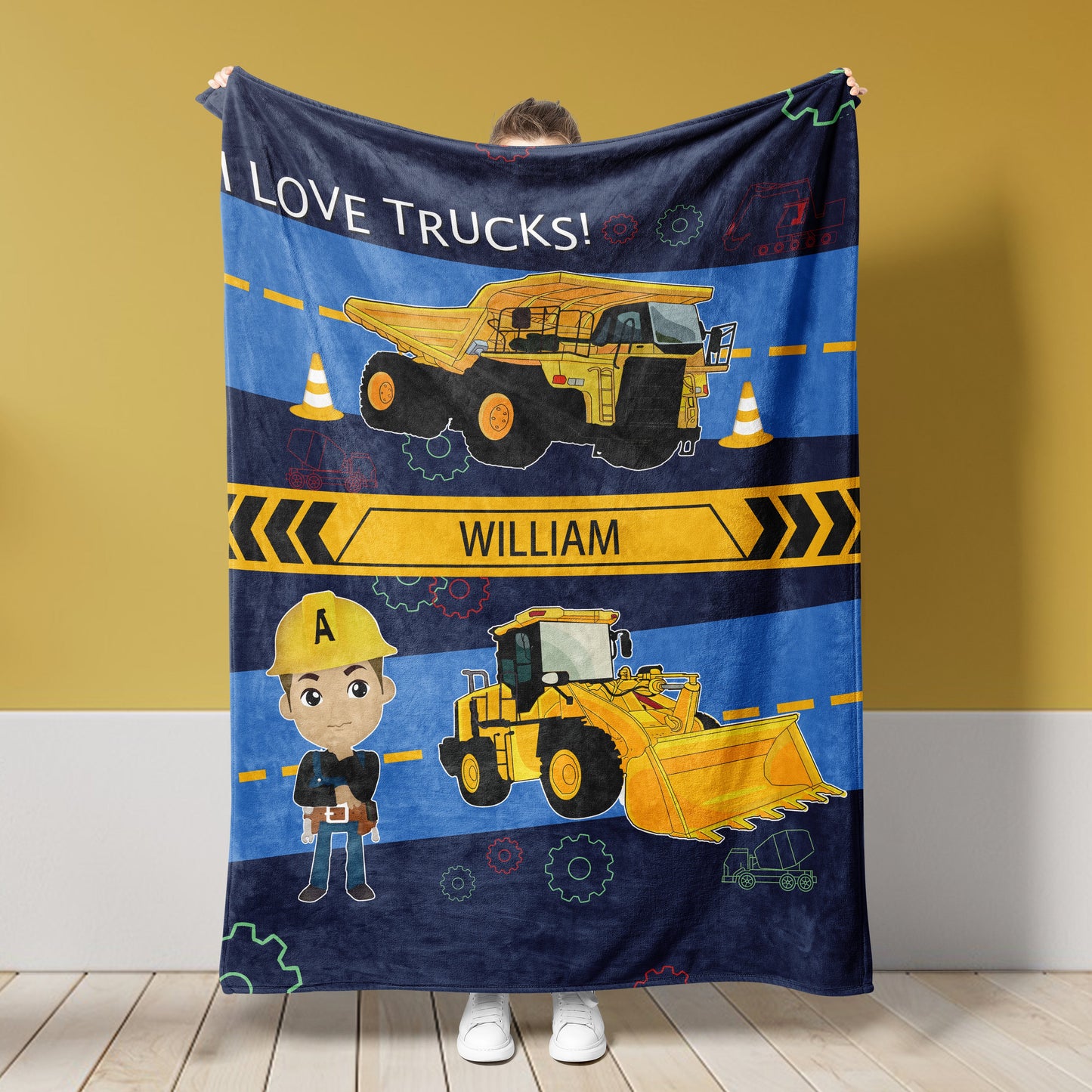 Custom Name Fleece Cartoon Blanket I03 - Truck