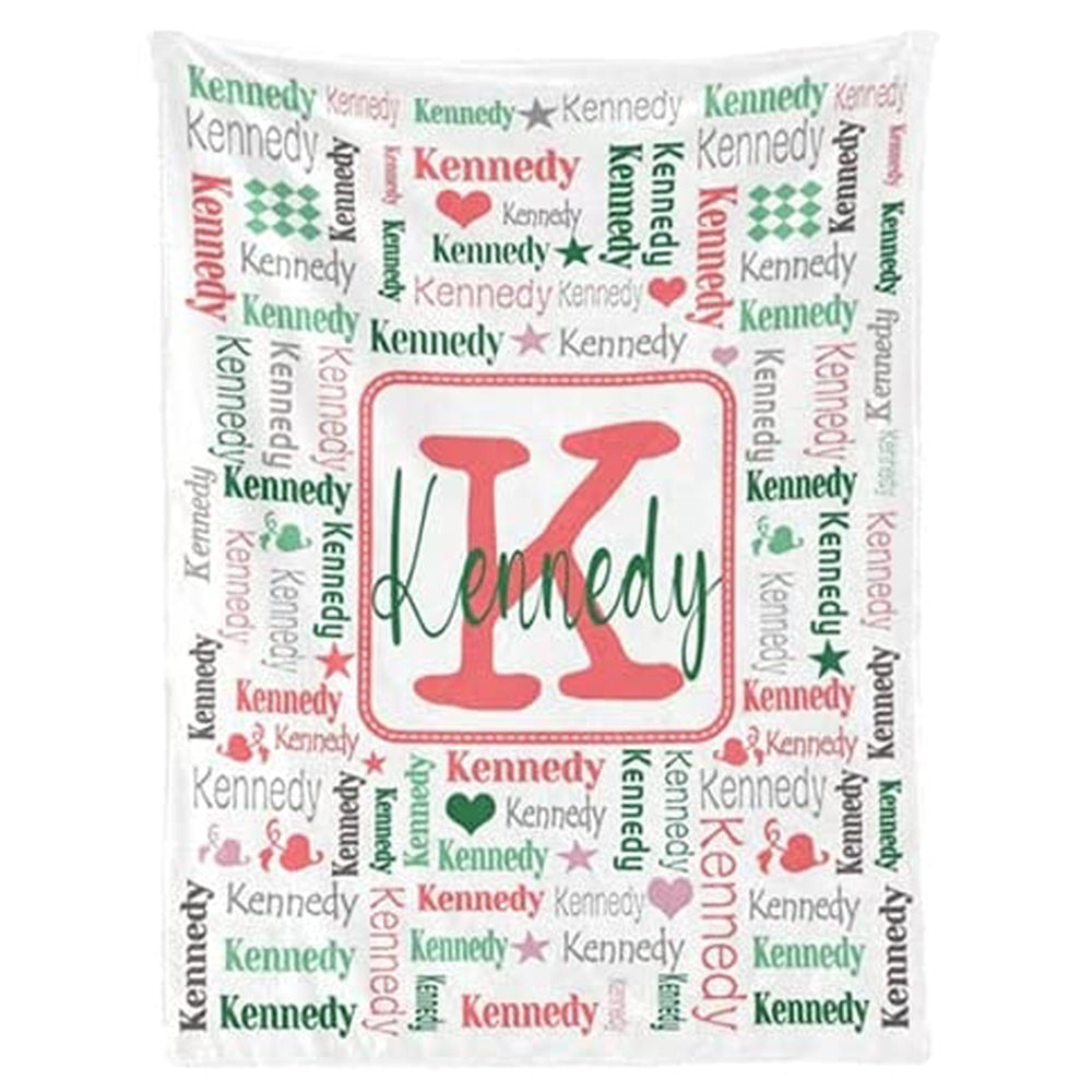 Personalized Initial With Name Art Fleece Blanket