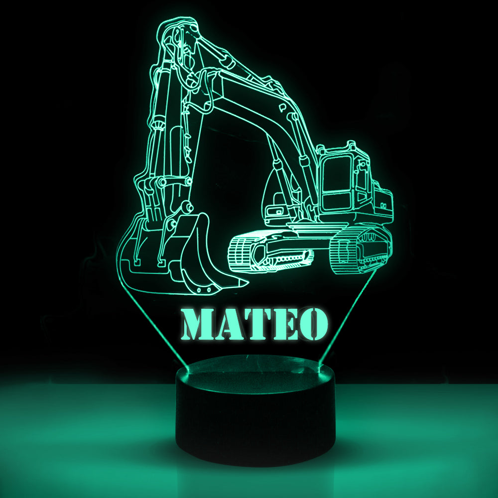 Personalized 7/16 Color Changing Excavator 3D Illusion Led Lamp