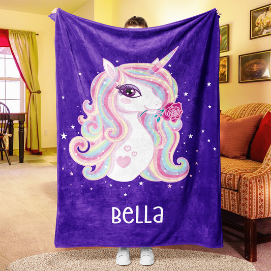 Personalized Magical Unicorn Fleece Blanket 01