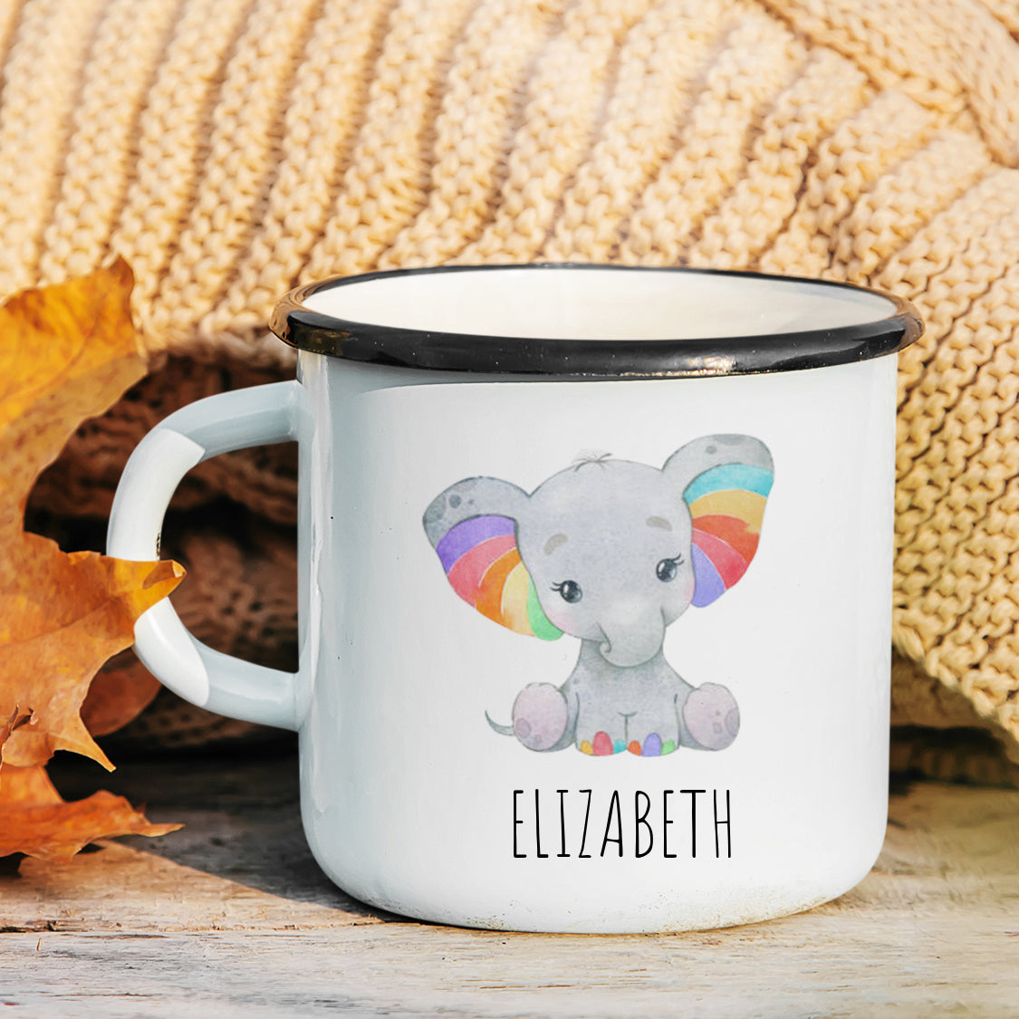 Personalized Enamel Elephant Kids Mug For Boys Girls | 22111801