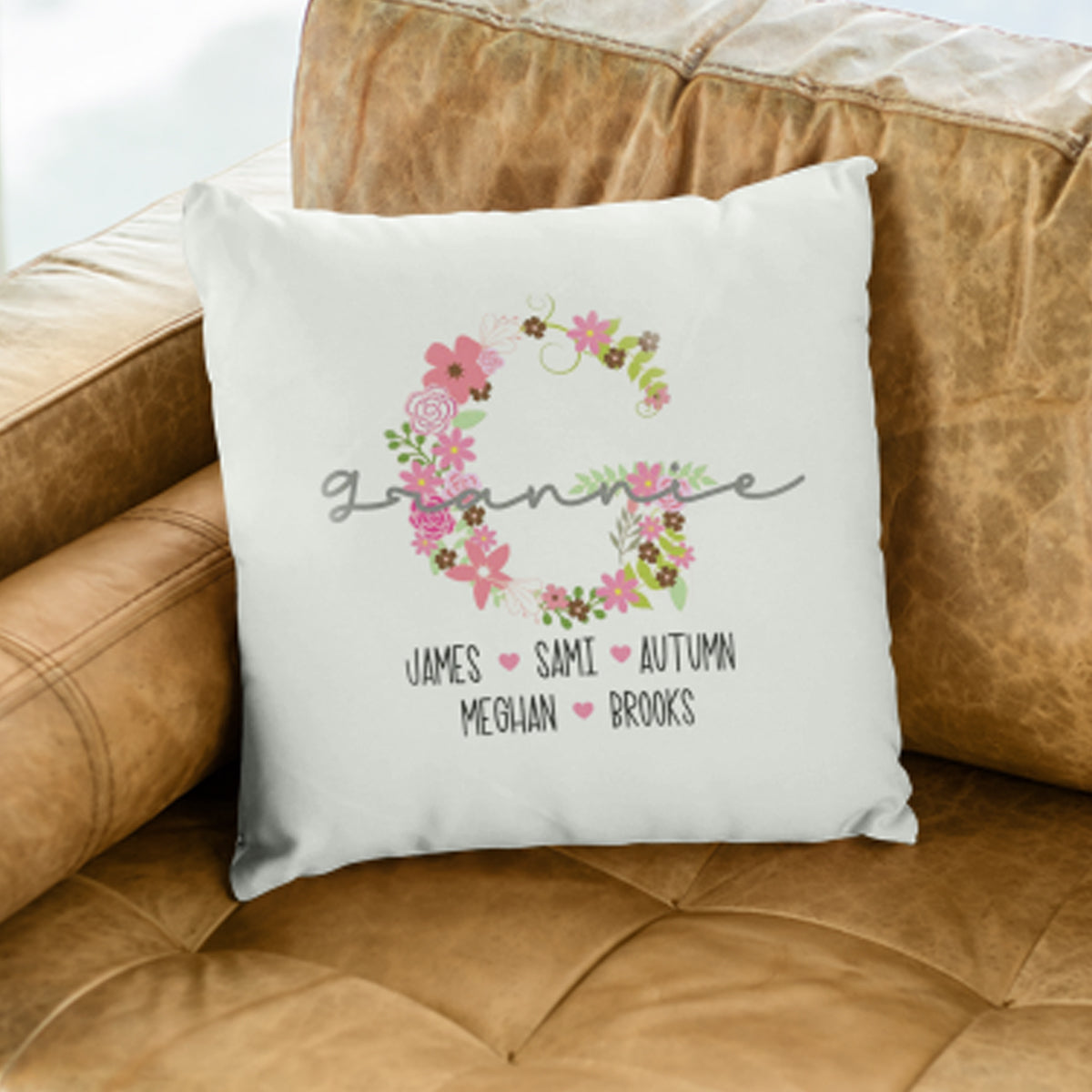 Personalized Mom Grandma Nana Pillow With Initial
